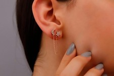 Celestial Dreams Gold Dangle Earrings - Sparkling Moon Star Design, Waterproof