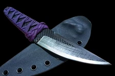 Ecos Knives Carbon Fiber Black G-10 Laminate Knife w/ Paracord Handle and Sheath