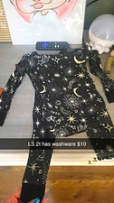 Little Sleepies Pajama Set Size 2t Black/White Knit Long Sleeve Stars Moon