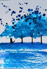 Aceo Original Mixed Media Cat Card