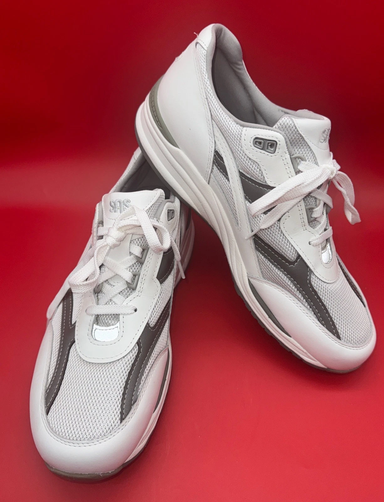 SAS Sneakers Shoes Journey Mesh Suede Men’s Sz 12 White/Grey Comfort Walking