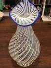 Possible Fenton Blue Ridge Vase 11”, Tiny Chip