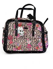 Ed Hardy Skull Tattoo NWT Satchel Bag Crossbody Tote Purse Cheetah