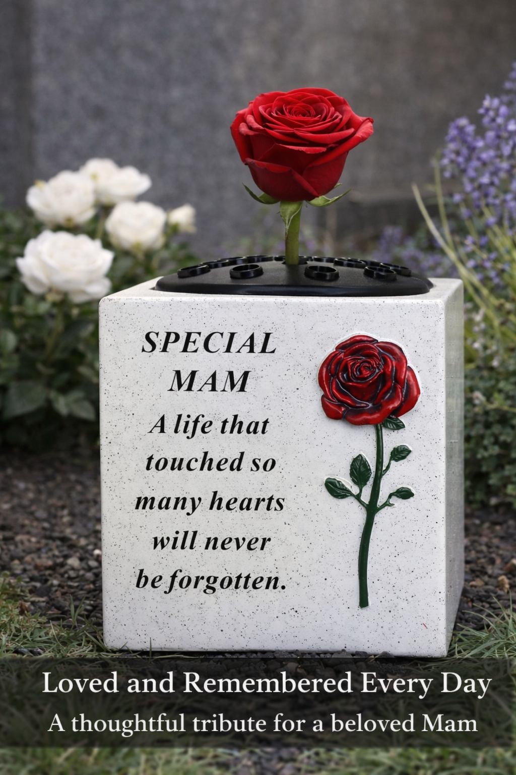 Mam Memorial Grave Vase Rose Bowl Red Rose Flower Holder Cemetery Flower Pot