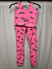 Fabletics Oasis PureLuxe High Waisted Pink Leopard Set Small Pants/Med Bra