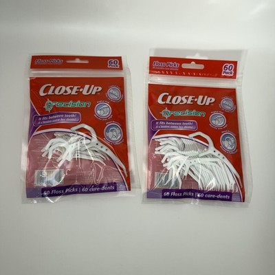 New 2-Pack Close-Up Precision Floss Picks 120ct Total Plaque Removal Dental Care