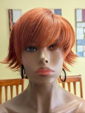 Short Layered Flipped Synthetic Flip Wig Color Bright Auburn 130 With Bangs