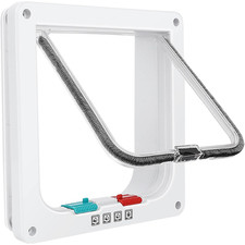 Cat Door Flap 4-Way Lock Pet Door for Interior Exterior Doors Sliding Doors Medi