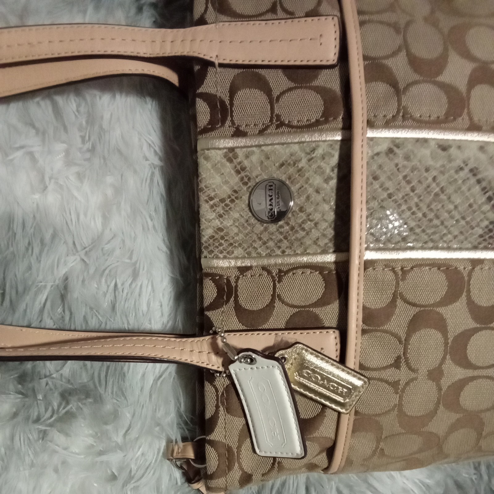 Authentic COACH SIGNATURE STRIPE PYTHON STRIPE TO… - image 18