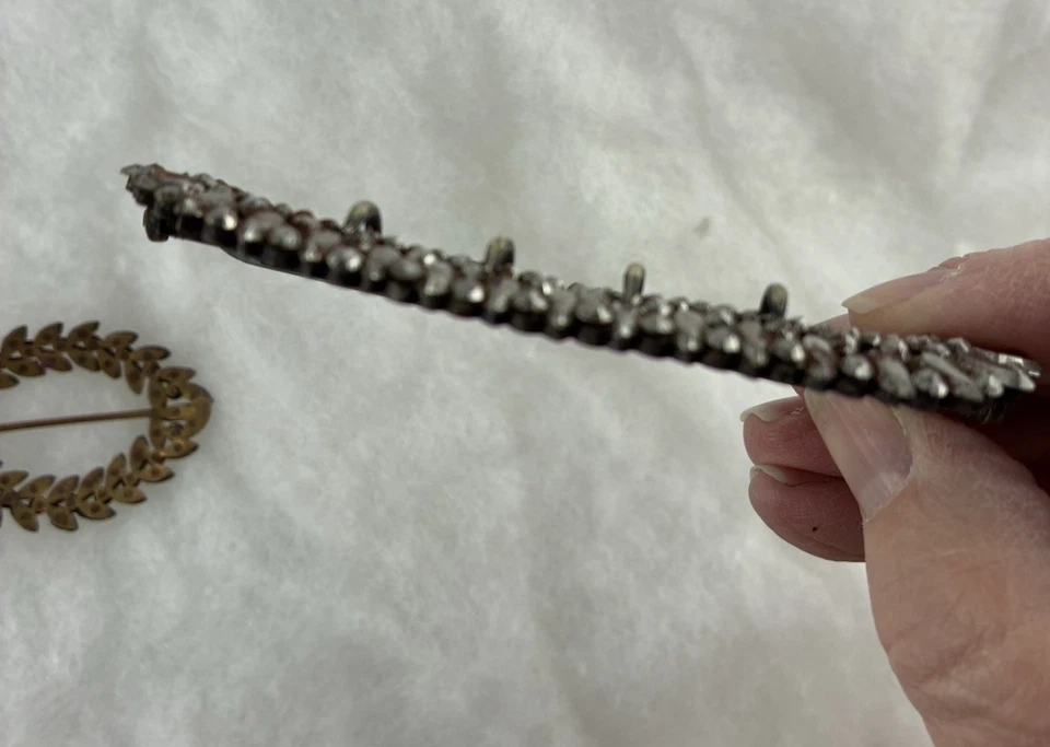 3 hebillas/accesorios rectangulares antiguas con cuentas de acero de corte victoriano Foto 4 de 4