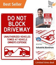 Do Not Block Driveway Sign Aluminum 10x14 No Unauthorized Vehicles Towed