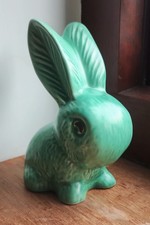 Vintage Sylvac 5 inch Green Snub Nose Rabbit 990