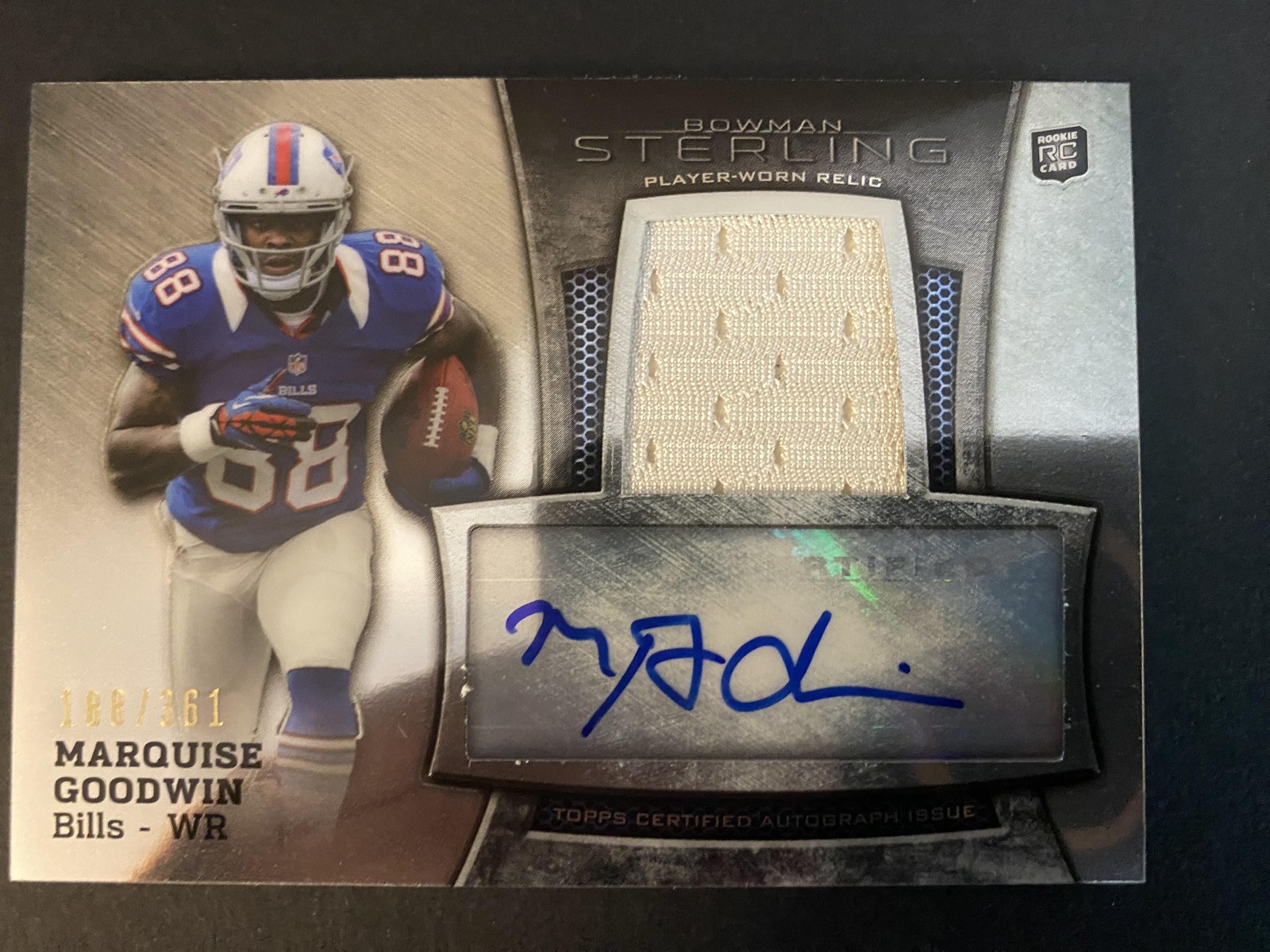 Marquise Goodwin Bowman Sterling Autographed Rookie Relic #MGO Base