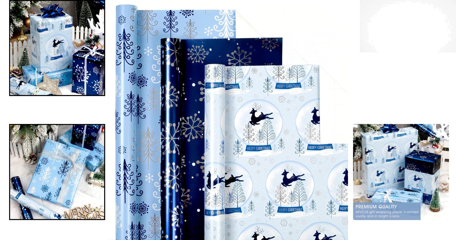 Quality Gift Wrap Paper - 3 Mini Rolls for Christmas & Special Occasions