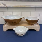 Pyrex Early American Cinderella Mixing Bowls Set 3 1960s USA