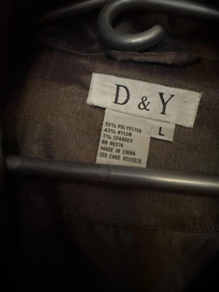 D&Y Women’s Trench Coat – Brown Metallic Sheen Belted Long Jacket Size M Chic - Image 4 of 4