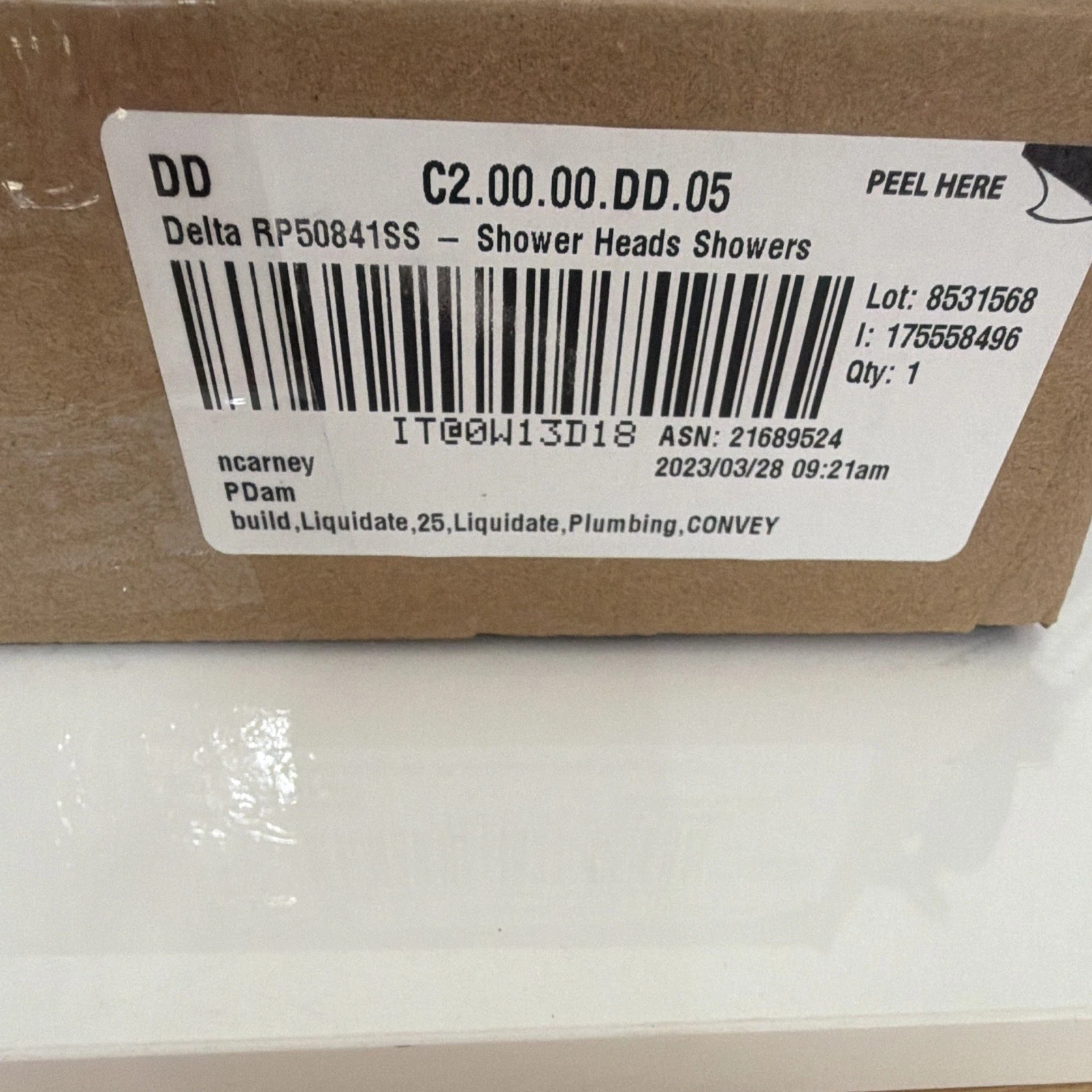 Delta RP50841SS Square Rainfall Rain Shower Head 12in Chrome Ceiling 1.75gpm