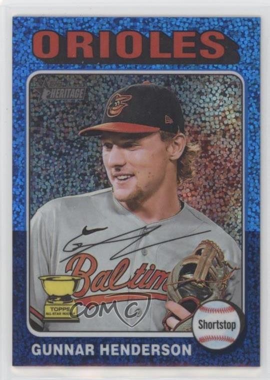 2024 Topps Heritage Chrome Blue Sparkle Refractor Gunnar Henderson #24 0f4o