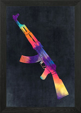 Quadro stampa su tela poster arte da parete con cornice Ak47 Tie Dye Kalashnikov