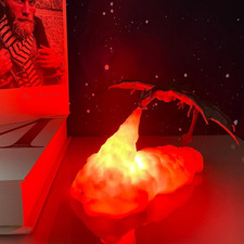 Fire Dragon Lamp Light, 3D Printed Night Light LED Moon Light Gift for Boys and
