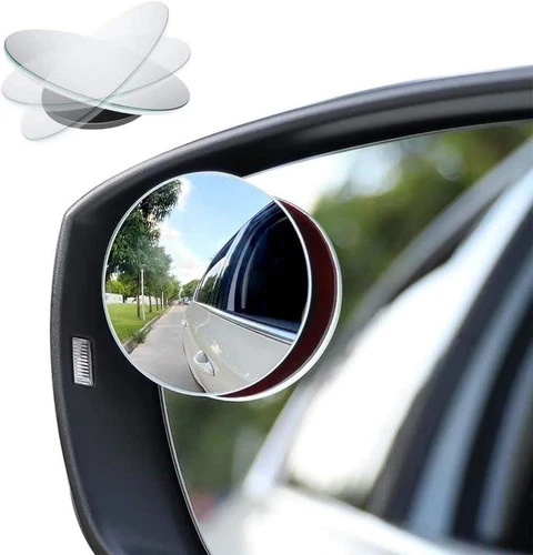 Car Blind Spot Mirror, 2" Round HD Glass Frameless Convex Rear View Silver1 