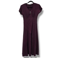 Carole Little Womens Plum Purple Rayon Midi Dress Beaded V-Neck Size 6 Vintage