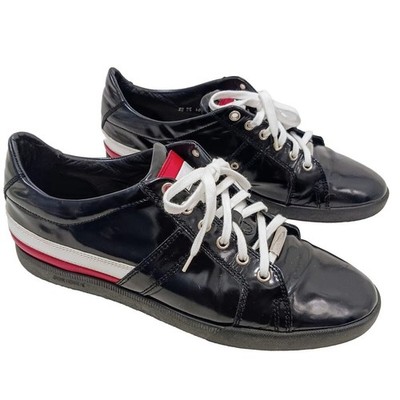 Christian Dior Homme Patent Leather Trainers Men Sz 9 BLACK Red White Luxury