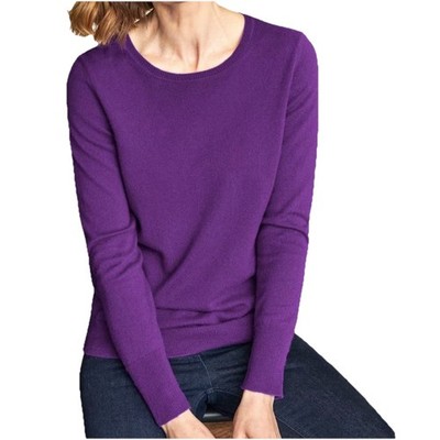 PURE Collection NWT 100% Cashmere Crew Neck Deep Purple Jumper Sweater US6 UK12