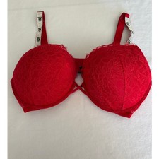 Sujetador push-up Victoria's Secret Bombshell Shine Strap en lápiz labial rojo talla 38D