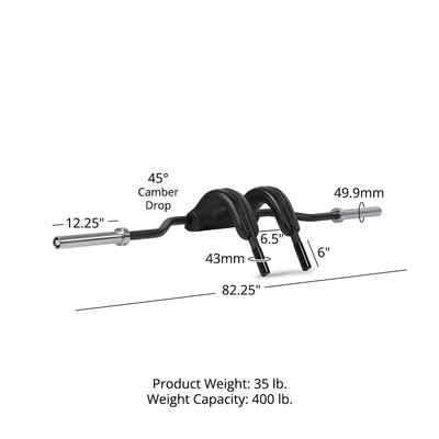 Titan Fitness Marrs-Bar Lite - Cambered Safety Squat Barbell With 45-Degree Drop, 400 LB Capacity, Foam Padded