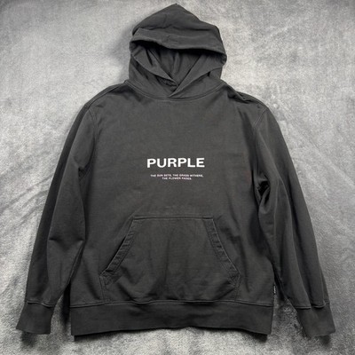 Purple Brand Hoodie Mens L Black The Sun Sets Sweatshirt Designer Heavyweight