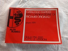 ALFA ROMEO Giulia GT Spider Junior 1750 2000 G.T.V. Catalogo Ricambi ORIGINALE
