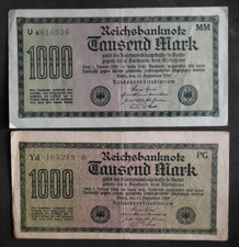 D.R. Banknoty Rzeszy ,2x TYSIĄC marek 1922 , dwa różne znaki wodne