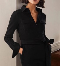 BODEN Black Midi Shirt Dress - Knit , Belted, L/S   *Brand New* $240 Sz 6