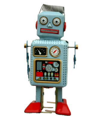 MS294 - Collectible Tin Toy - Wind Up Robot - 5''H x 2.5''W x 1.5''D