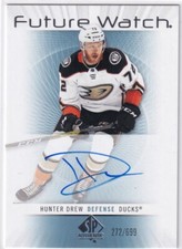 2022-23 SP Authentic Hockey Hunter Drew Retro Future Watch Auto #272/699