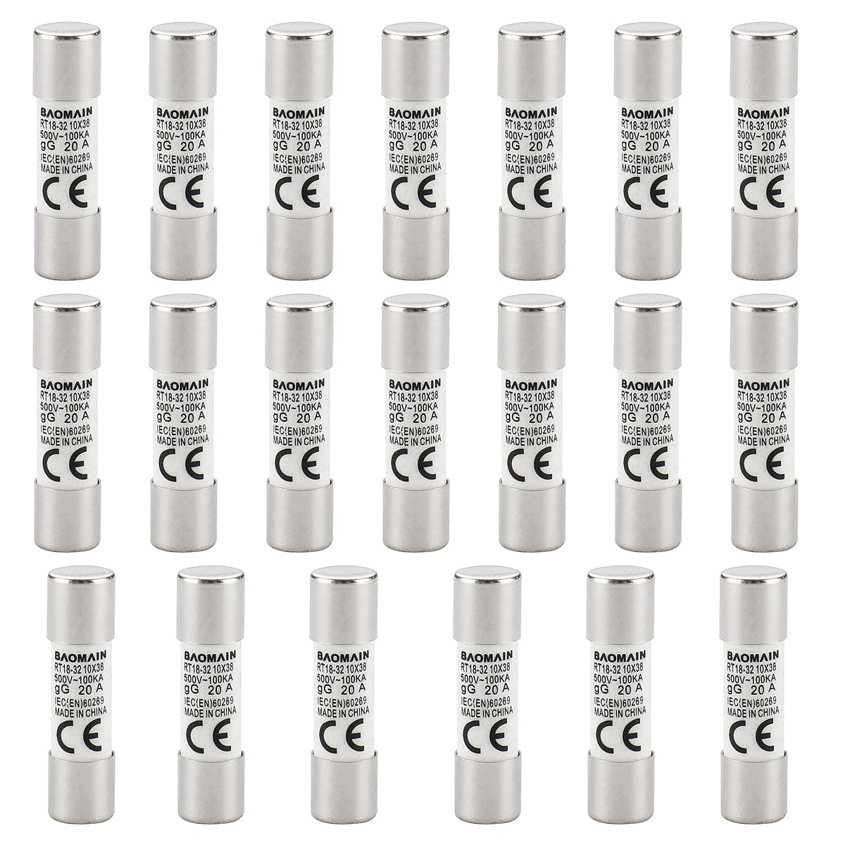 Tube Fuses R015 Rt18 Rt14 7 Ceramic Fuse RT14 RT18 R015 Fast-Blow Gg 10X38Mm 500V 20A Pack of 20 | eBay