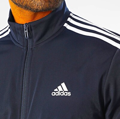 NEW ADIDAS MEN'S ESSENTIALS 3 STRIPES TRICOT TRACK JACKET~ SIZE XL