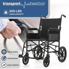 18"Foldable Transport Wheelchair w/ Seat Belt Swing Away Footrest