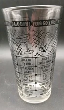 Vintage 1950's Federal Glass Cocktail Tumbler Shaker Drink Maker Recipes Black