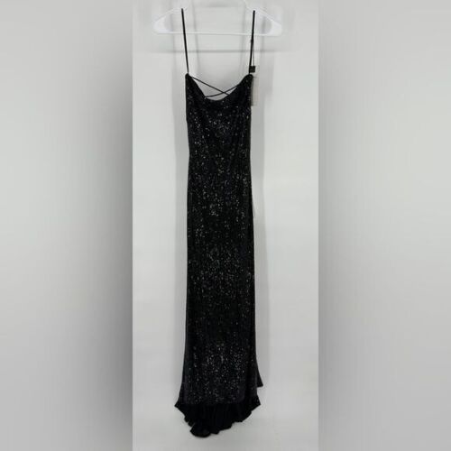 Mac Duggal | NWT 2 Black Stretch Sequin Lace Back Evening Gown 26269 Prom