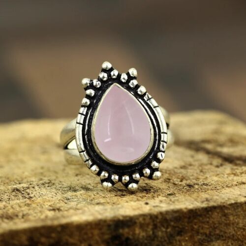 Bague Quartz Vert Et Kunzite - Argent Plaqué - Taille 8 - Modèle R5932 - Neuf Sans Emballage
