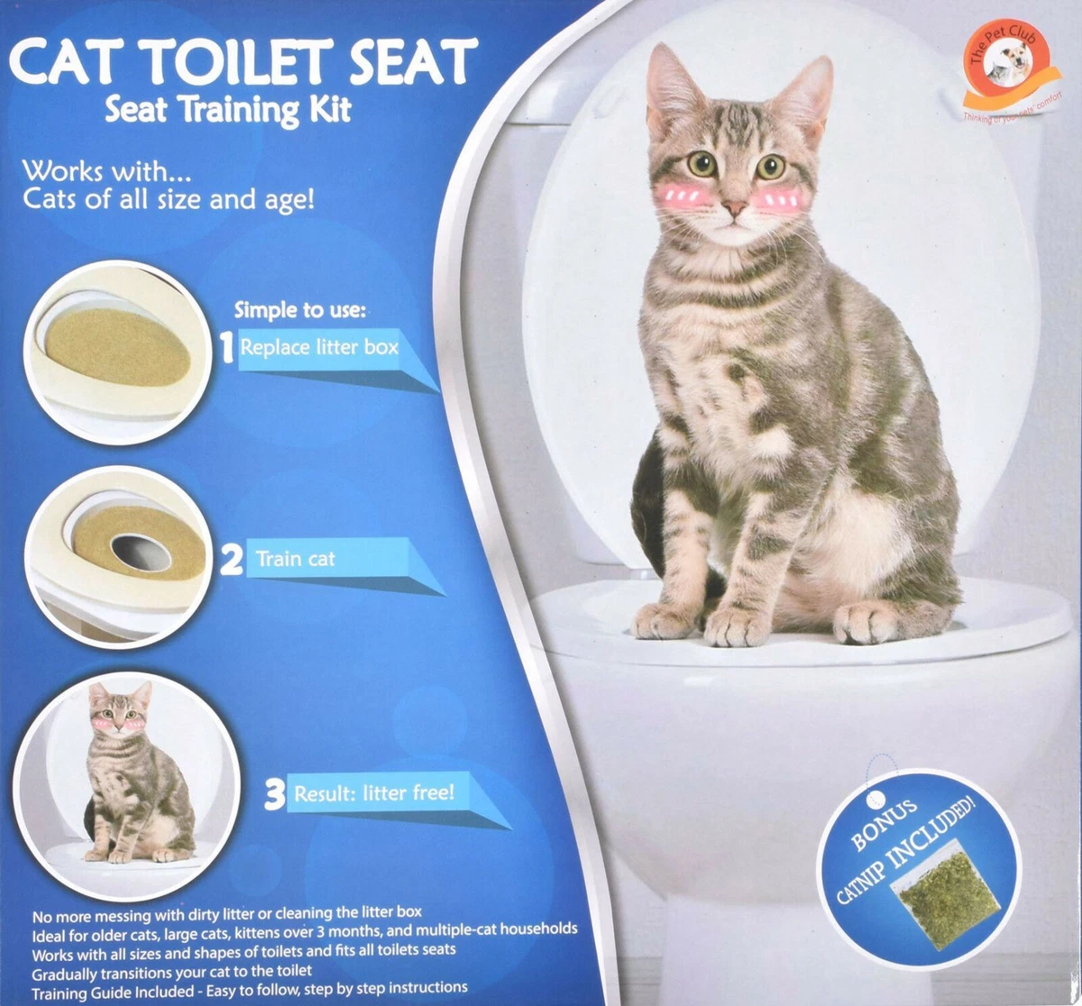 PLASTIC CAT TOILET TRAINING SEAT LITTER TRAY SYSTEM FREE CATNIP