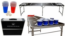 Beerpong-Deluxe Beerpongtisch Bierpong Tisch Partyspiel + 44 Becher und 6 Bälle