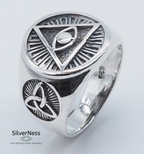 SilverNess Men's Jewellery Eye of Providence Ring Sterling Silver 925
