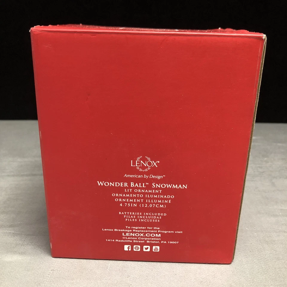 Lenox Bola Maravilla Navidad Muñeco de Nieve Adorno Vidrio No Probado * Vacaciones Foto 2 de 4