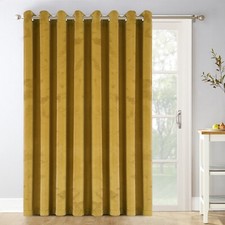 Crushed Velvet Door Curtain Full Blackout Weighted Eyelet Ring Top Curtains UK
