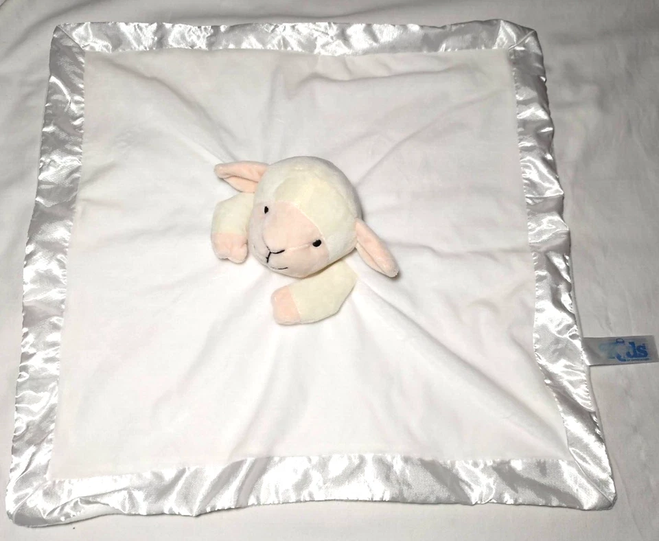 Manta de seguridad para bebé de cordero blanco preferido para niños de 18" Lovey satinado unisex terciopelo Foto 2 de 3