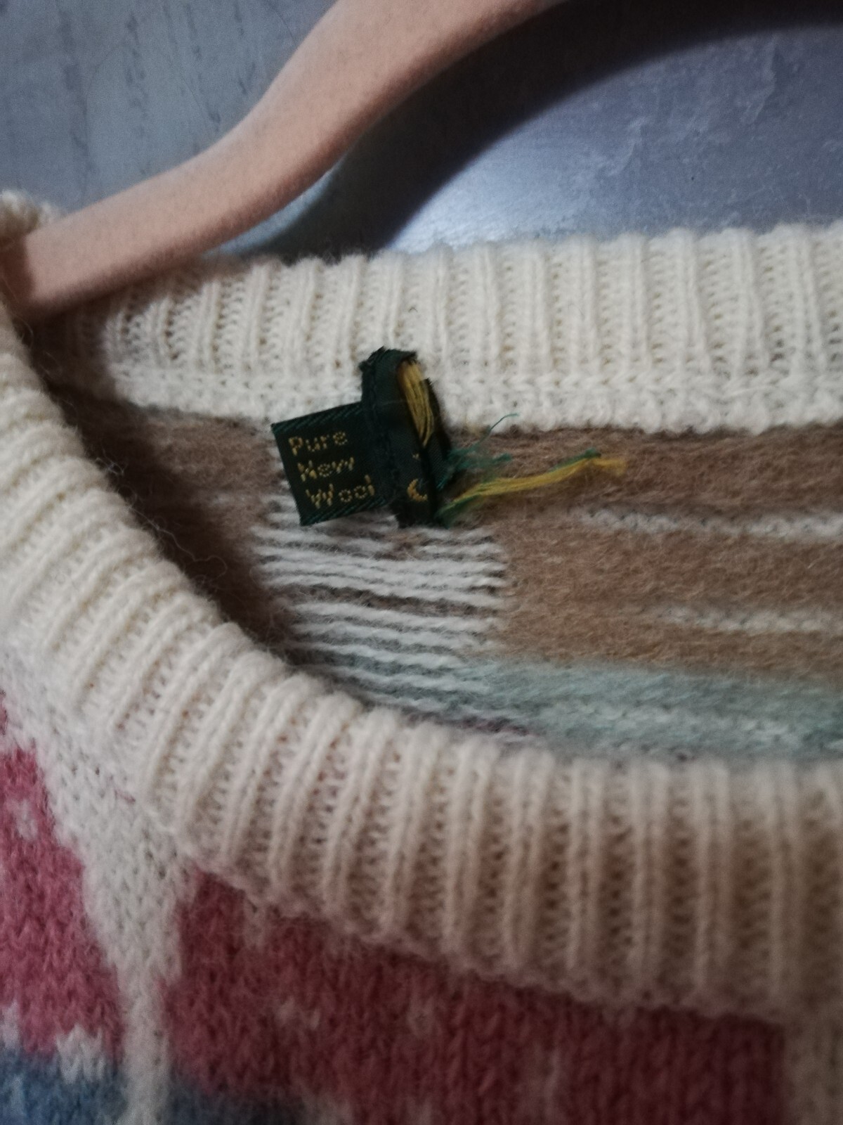 Vintage cute patterned Wool knit jumper rabbits, kitsch eBay