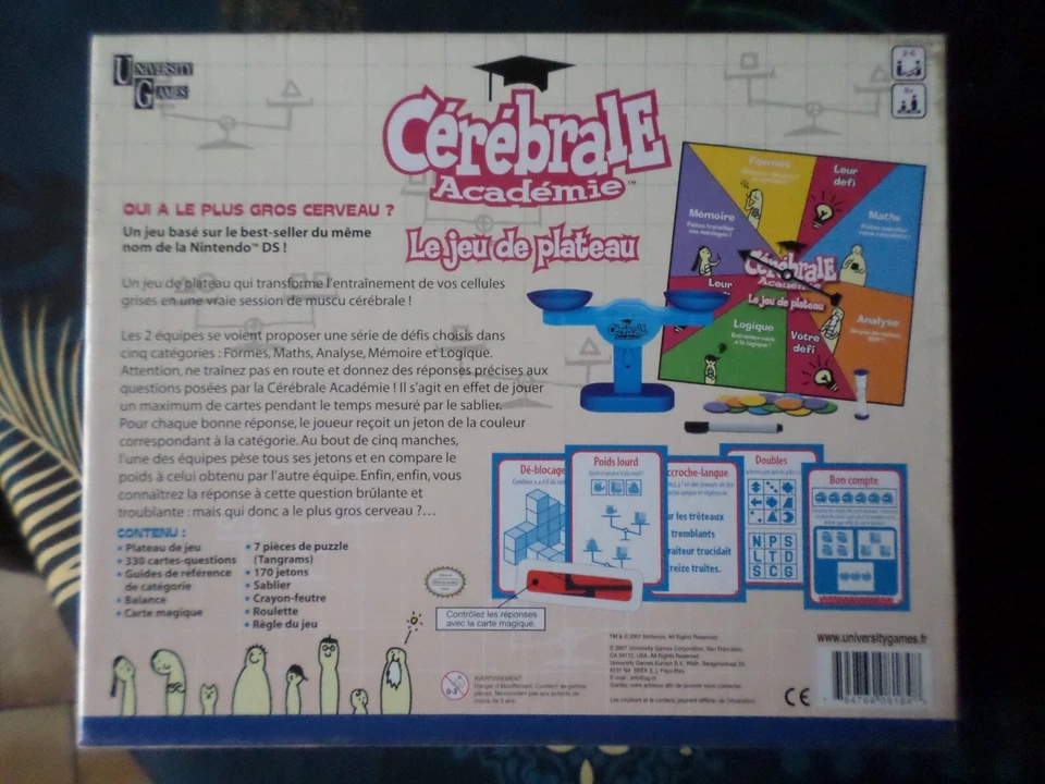 Jeu de société CÉRÉBRALE ACADÉMIE; JEU DE PLATEAU University Games édition 2007 - Photo 2/4